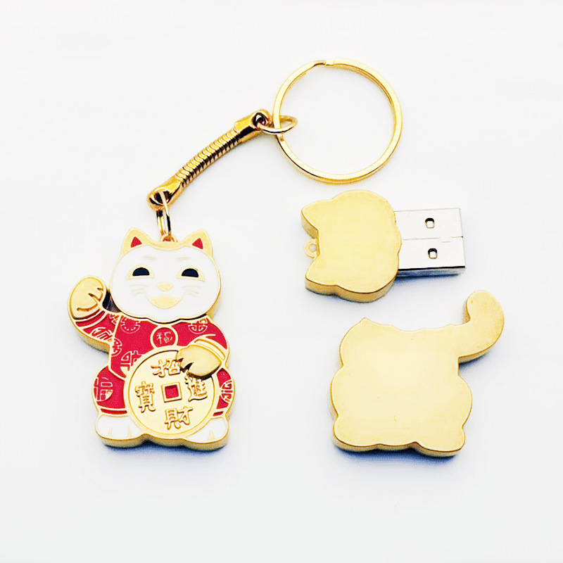 招财猫金属U盘正面