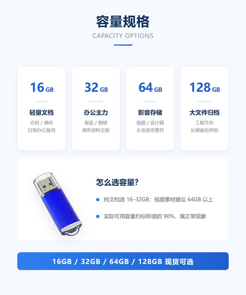 亮彩金属U盘 容量规格 16G/32G/64G/128G