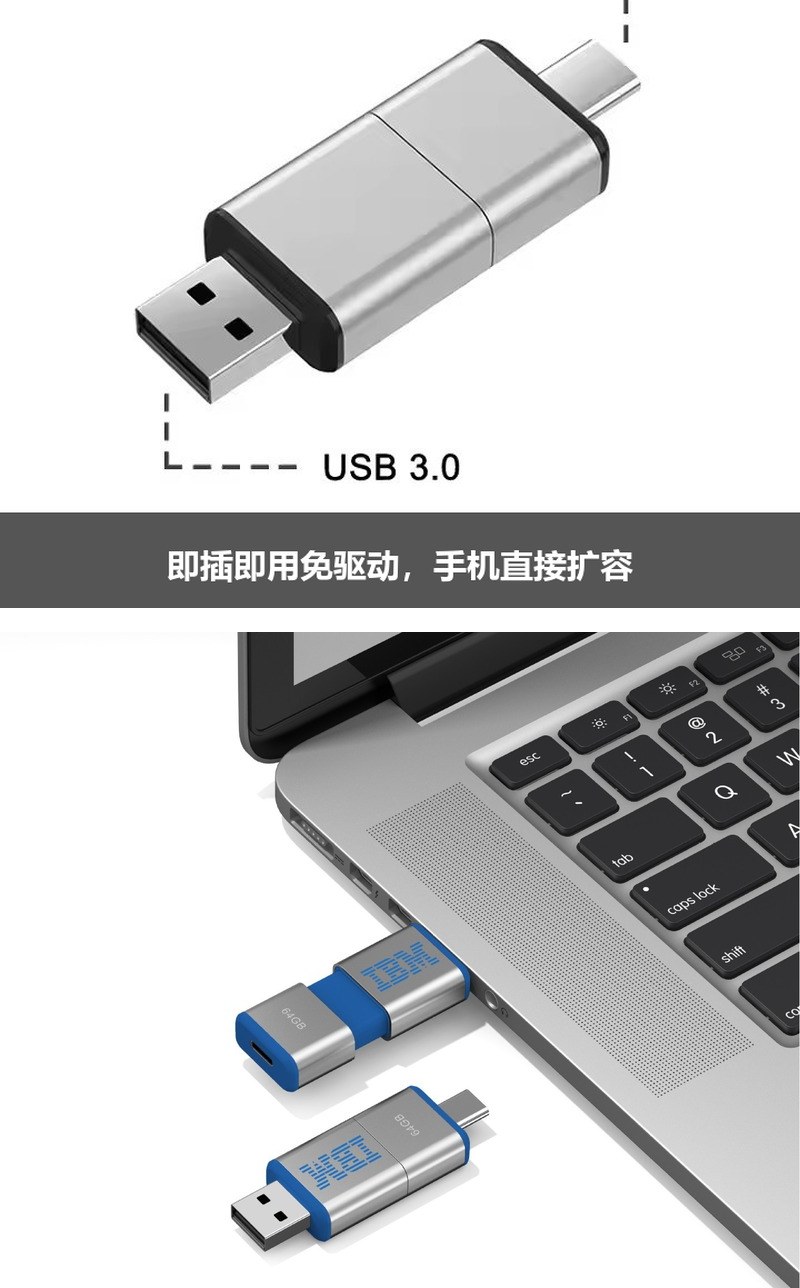 推拉Type-C双接口手机U盘 KF-45 细节图 2